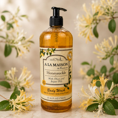 A La Maison Honeysuckle Body Wash Argan Olive Oils 25.36oz France