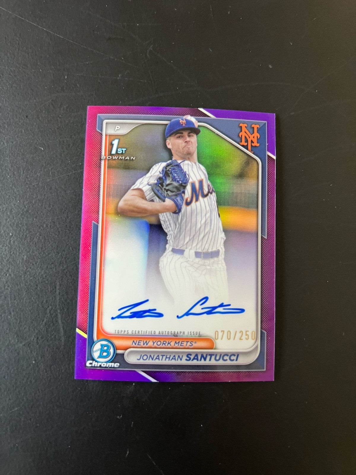 2024 Bowman Draft Jonathan Santucci Chrome Auto Purple Refractor 1st #121/250