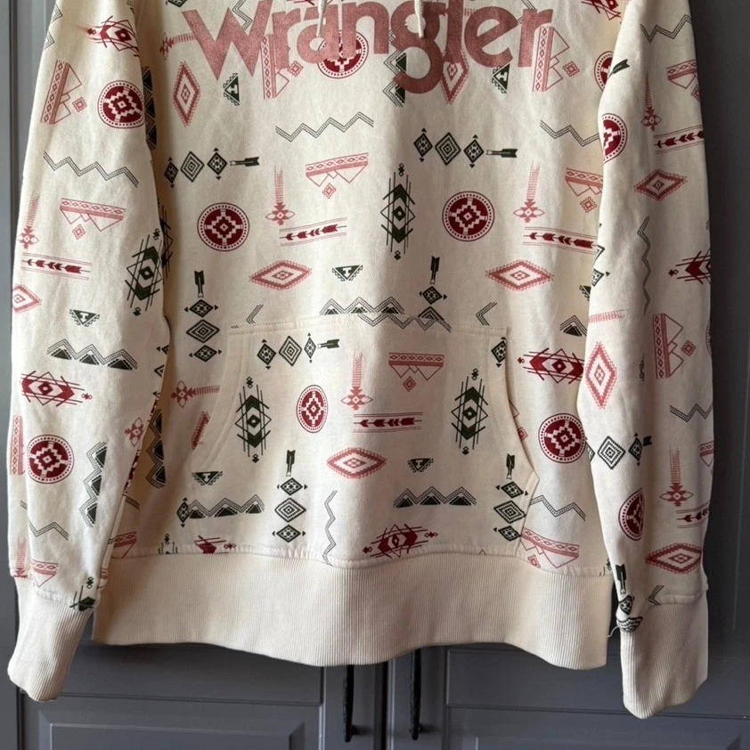 Moletom com capuz Wrangler retrô feminino logotipo sudoeste pulôver, rosa creme, M - Imagem 4 de 4