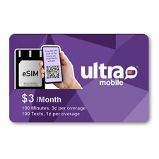 Pre-attivato ** eSIM ** Ultra Mobile PayGo $3/mese Pay As You Go Talk dati di testo