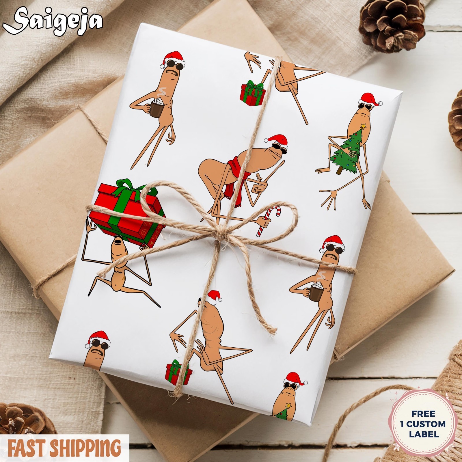 Marcus the Worm Wrapping Paper, Rigatoni Pasta VR Merch Present Wrapper