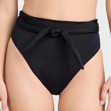 NEW Mara Hoffman Goldie High Waisted Tie Front Bikini Bottom in Black Size XS