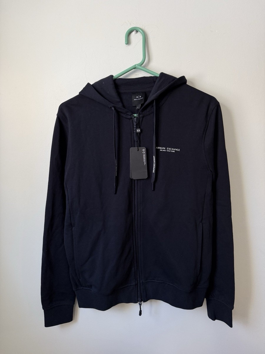 ウェア mlne Armani Exchange Zip Up Hoodie Small NWT $120 Logo Black 8NZM95