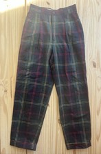 Vintage Ralph Lauren Polo Plaid Pleated Navy Green Red Pants S 8 Womens Pockets