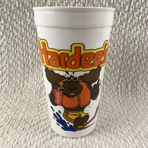 Vintage Hardee's Coca-Cola Moose Bowler Bowling Plastic Cup 32 oz. Water Skier