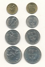 Portugal - 1$00 + 2$50 + 5$00 + 25$00 Escudos 1982 UNC - Eishockey / Ice Hockey