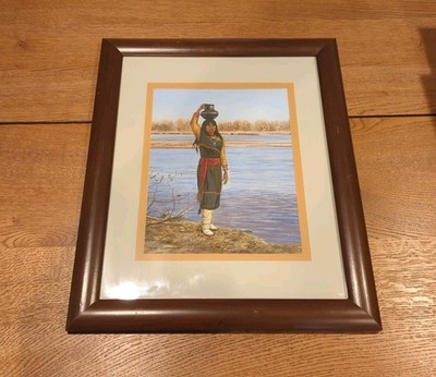 Hubert Wackermann ''Santa Clara Girl'' Casein Painting. Framed and Signed. 