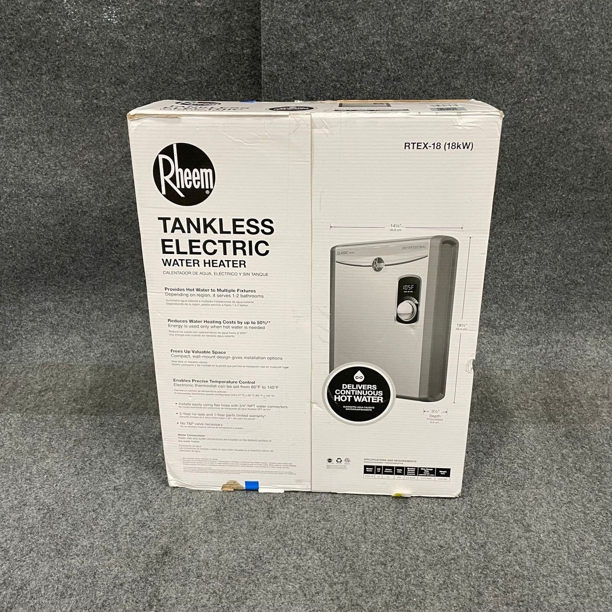 Electric Water Rheem 18 Retex 18 Tankless Water Heater 18kw RHEEM