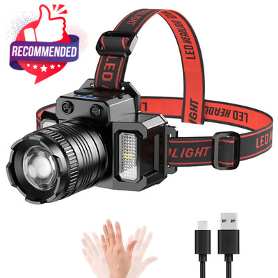 Headlamp Rechargeable Head Lamp Led, Super Bright Motion Sensor Head Light With