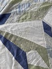 Patchwork Quilt Bedspread Full Queen Denim Look Blue Green White Star Cottage — photo 10