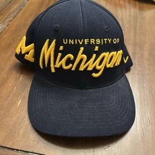 Vintage University of Michigan Wolverines Script Zephyr Snapback Hat Cap NCAA