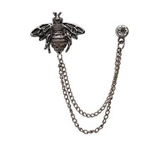 Lapel Pin for Men Bee with Hanging Chain Brooch Suit Stud, Shirt Studs Men's
