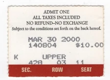 New York Yankees Houston Astros Enron Field Inaugural Game 3/30/00 Ticket Stub