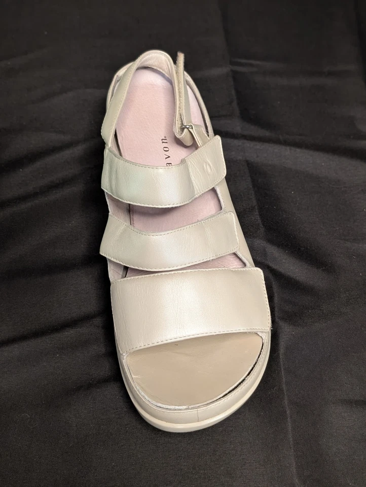 Sandalia de Vestido Aravon Megan Tacón Bloque Cuero Blanco Marfil Cómoda Ortopédica 9EE Foto 3 de 4