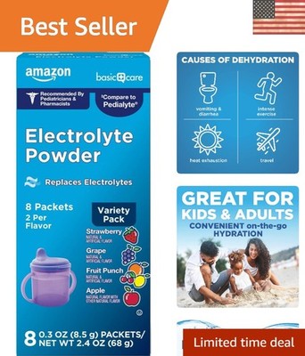 Electrolyte Rehydration Powder Pack - 8 Pack for Fast Fluid Replacement