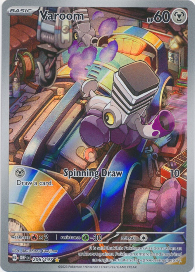 1x Varoom - 206/197 - Illustration Rare Heavily Played Pokemon SV03 - Obsidian F