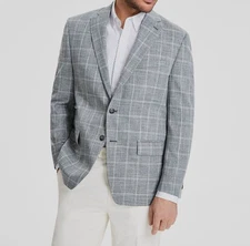 Michael Kors Men's Green Classic-Fit Windowpaned Sport Coat Suit Jacket Sz 46R