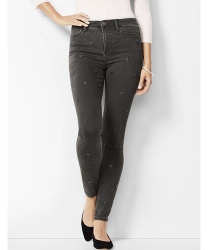 New! TALBOTS Sz 4 Jeans High-Rise Jegging Ankle Black $110 Snowflake Beads  M758 | eBay