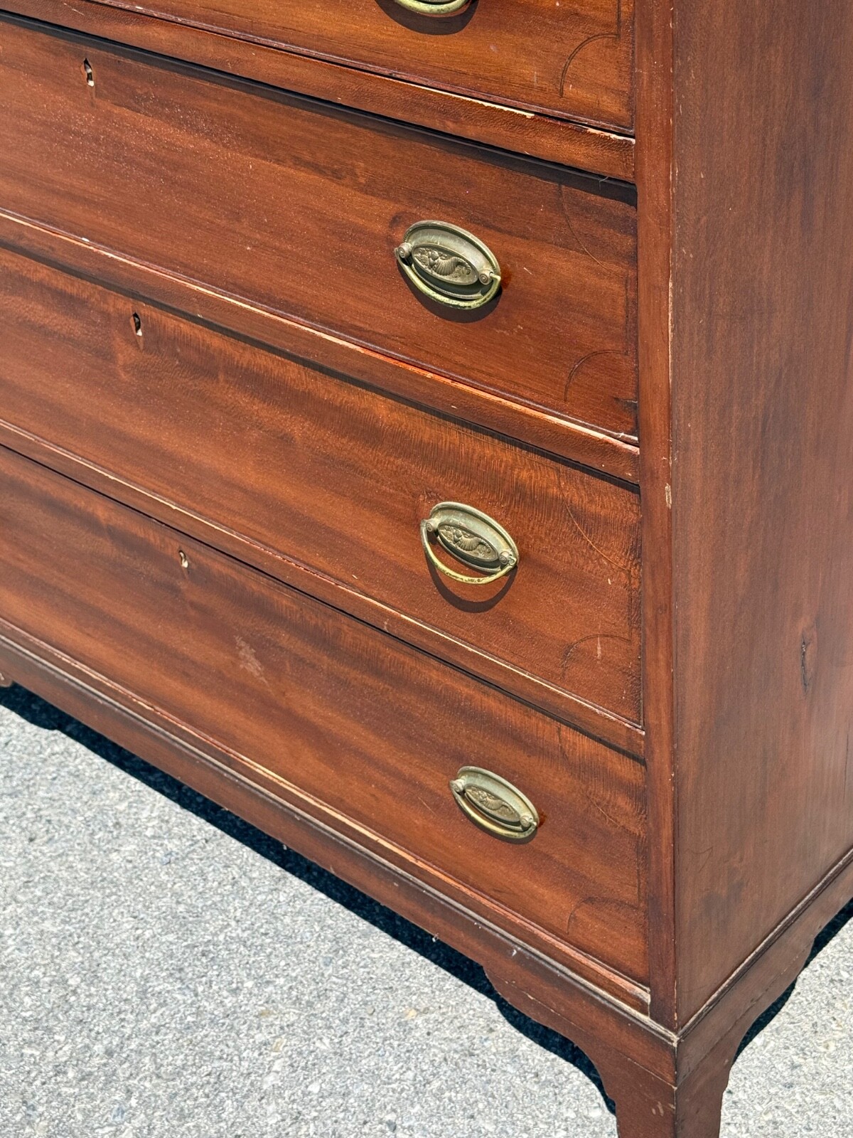Antique Cherry Hepplewhite inlaid dresser chest of drawers 1800 Mid Atlantic