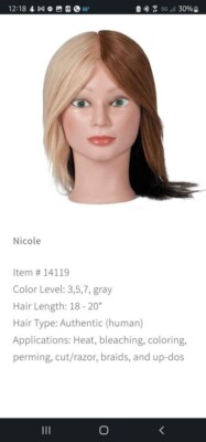 cosmetology Marianna Miss Nicole Manikin Mannequin Head No 14119