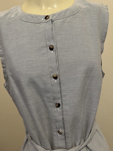 #16 NWT! Women's Sz: 8 Chambray and White Striped Drop Waist Dress by Alex Marie - Picture 3 of 6