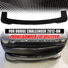 Front Bumper Lip Spoiler Splitter+Black Strut Rods For Dodge Challenger SRT