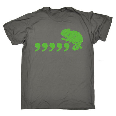 Komma Chamäleon T-SHIRT Eidechse Grammatik 80er süß Wortspiel Witz lustig Geburtstagsgeschenk