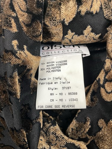 Olsen Collection Women Sheer Brown Floral Velour M Turtle Neck Long Sleeve Italy - Picture 8 of 11