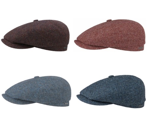 Stetson lana Rich HATTERAS Bakerboy/Cappello da Strillone Cappello  burgundyred spina di pesce | eBay