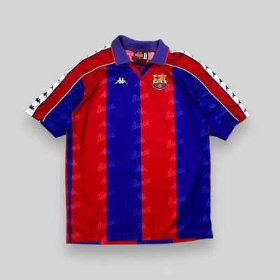 Vintage 90s 1992 - 95 Kappa Barcelona F.C.B. Football Jersey Blue 