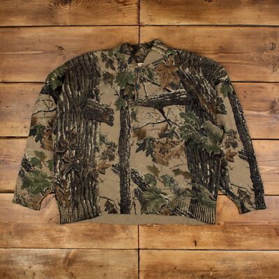 Vintage Saftbak Pullover Pulli L Realtree Jagd Rundhals Grün