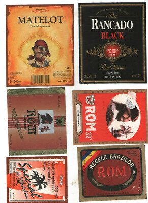 6 pcs rare vintage Romanian rum labels
