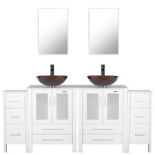 72 Bathroom Vanity Set White Small Cabinet Co...