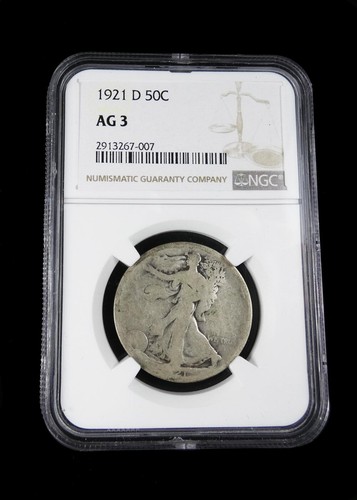 1921-D Liberty Walking Silver Half Dollar. NGC Certified AG 3. #4476