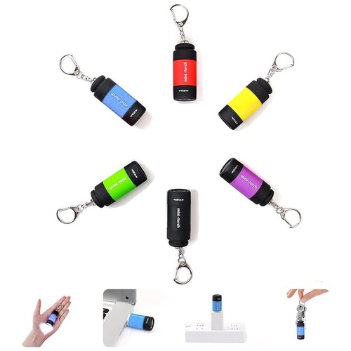 Mini Flashlight White Light Rotary Switch LED Keychain Portable Rechargeable COB - Afbeelding 2 van 15