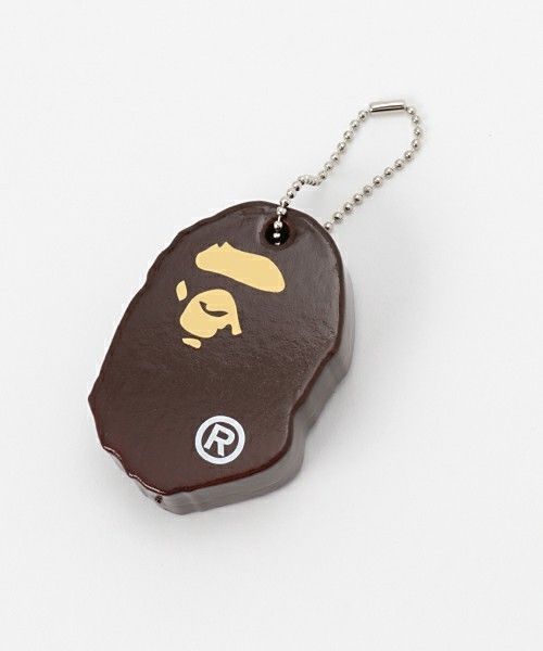 A BATHING APE BAPE APE HEAD Keychain Key Holder Brown Auth from Bape