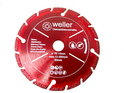 Diamanttrennscheibe Sägeblatt 76x10mm passend für Bosch GWS 12 10,8V 76mm