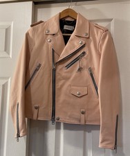 Genuine Coach Blush Pink Genuine Leather Moto Jacket Dinosaur Charm Size 2