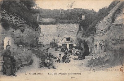 Old postcard 60 CREIL / TUFS / UNDERGROUND HOUSES