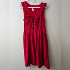 Maeve Anthropologie Brass Button Crimson Dress With Pockets! Size Small