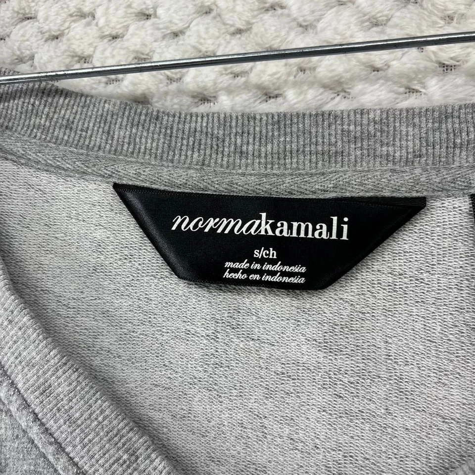 Norma Kamali Sudadera Vestido Cuello en V Bolsillo Manga Corta Gris S Foto 2 de 4