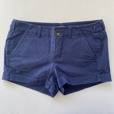 Express Women's Mid Rise Dark Blue Rolled Cuff Shorts Size 0 EUC