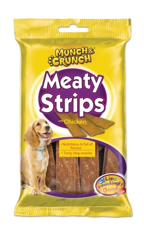Munch & Crunch Dog Meaty Strips with Chicken Healthy Protein Diet Treat- 18 Pack