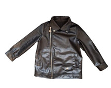 Children's Faux Leather Motorcycle Jacket SHEIN Zipper Closure Black Size 5Y