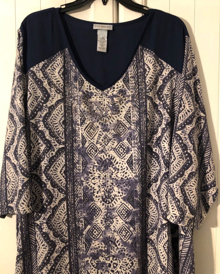 Catherines Size 2X Brown Print Polyester Embellished Tank