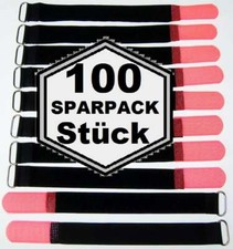 100 Cable Ties Cable Hook and Loop 20cm x 20mm Neon Red Hook and Loop Cable Ties Eyelet