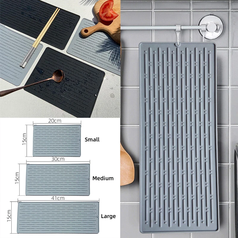 Drain Mat Kitchen Silicone Dish Drainer Mats Large Sink Drying