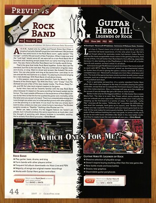 2007 Rock Band/Guitar Hero III PS3 Xbox 360 PS2 Wii Print Ad