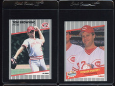 1989 FLEER GLOSSY #153 & PITCHER PERFECT #629 TOM BROWNING CINCINNATI REDS