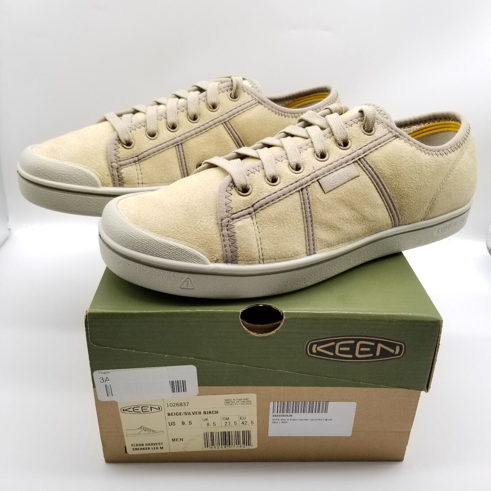Sneakers casual KEEN Outdoor uomo Eldon Harvest in pelle beige taglia 9 5 basse